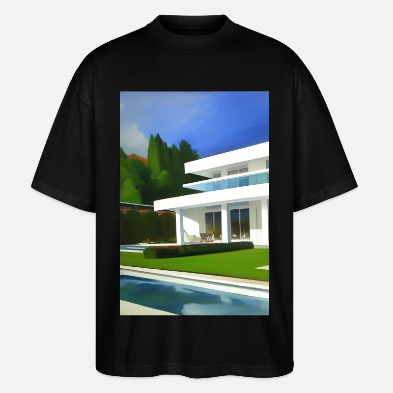 Weiße Villa mit Pool - Stanley/Stella Oversized Unisex Bio T-Shirt Blaster 2.0 - Schwarz