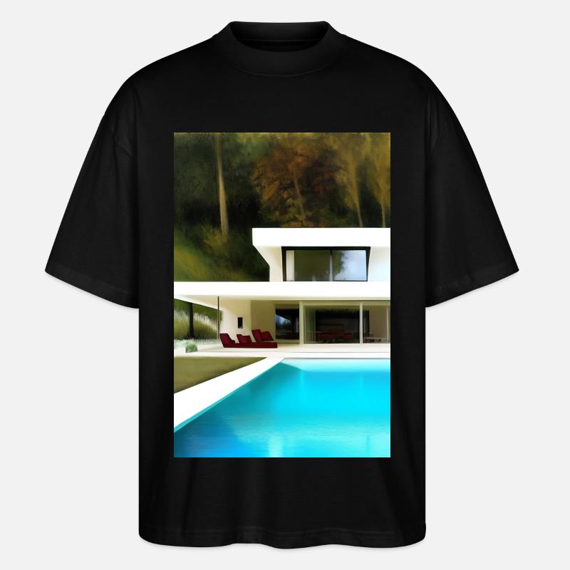Weiße Villa mit Pool - Stanley/Stella Oversized Unisex Bio T-Shirt Blaster 2.0 - Schwarz