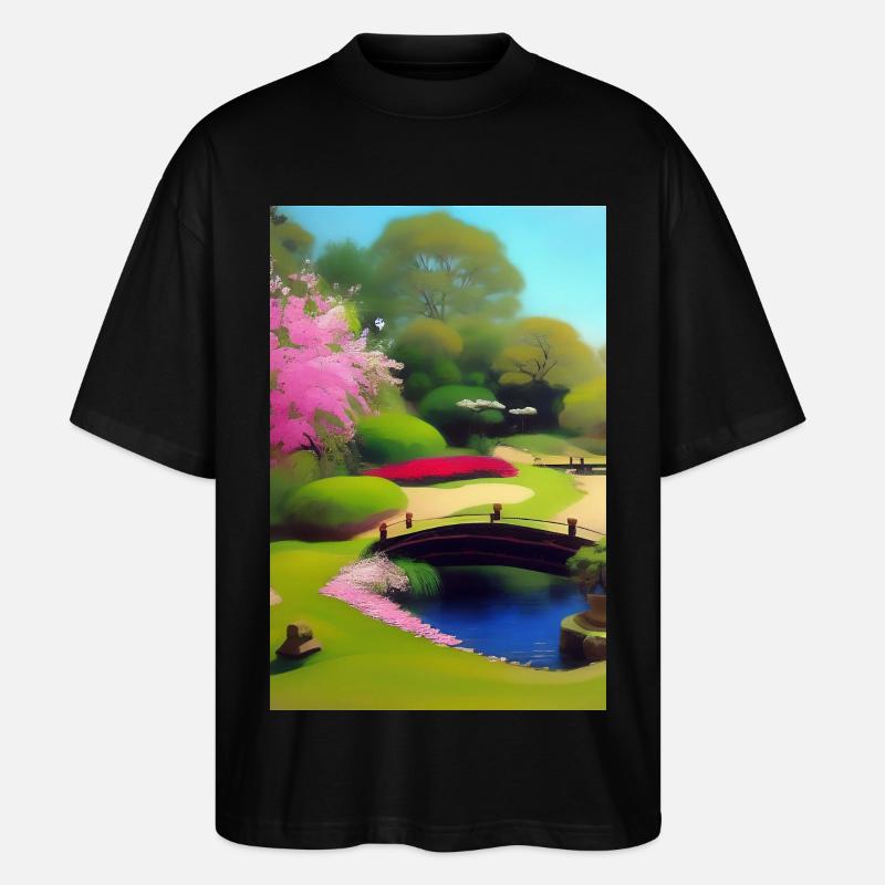Chinesischer Zen Garten - Stanley/Stella Oversized Unisex Bio T-Shirt Blaster 2.0 - Schwarz