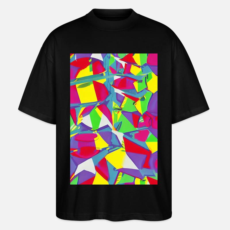 Retro Muster Bunt - Stanley/Stella Oversized Unisex Bio T-Shirt Blaster 2.0 - Schwarz