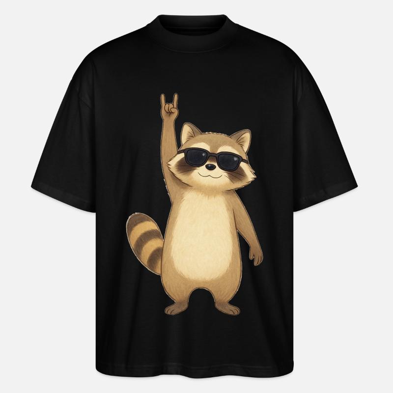 Retro Waschbär Rocker - Stanley/Stella Oversized Unisex Bio T-Shirt Blaster 2.0 - Schwarz