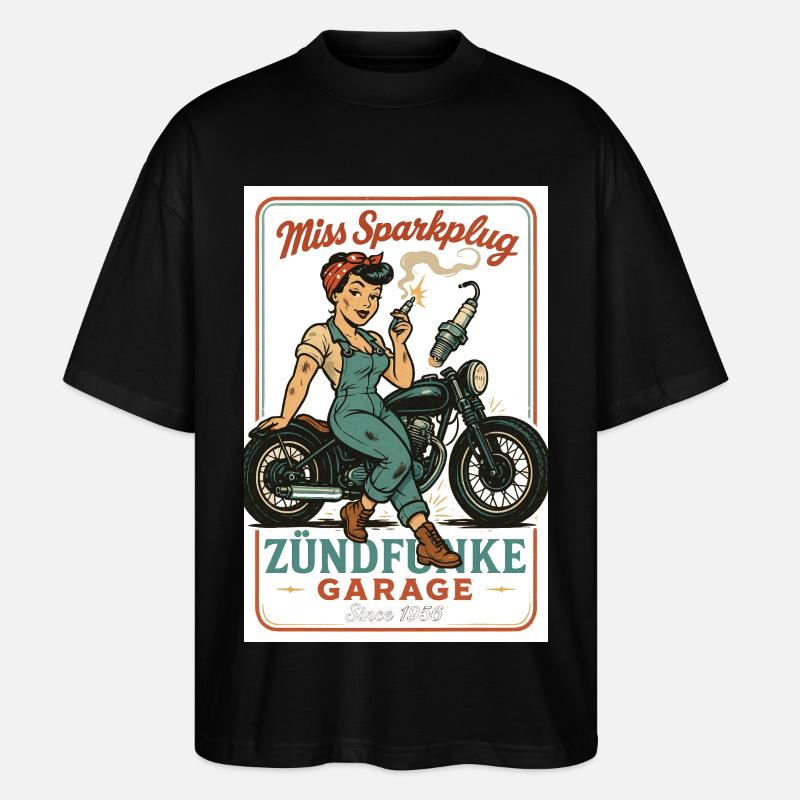 Miss Sparkplug – Zündfunke Garage Queen - Stanley/Stella Oversized Unisex Organic T-shirt Blaster 2.0 - black