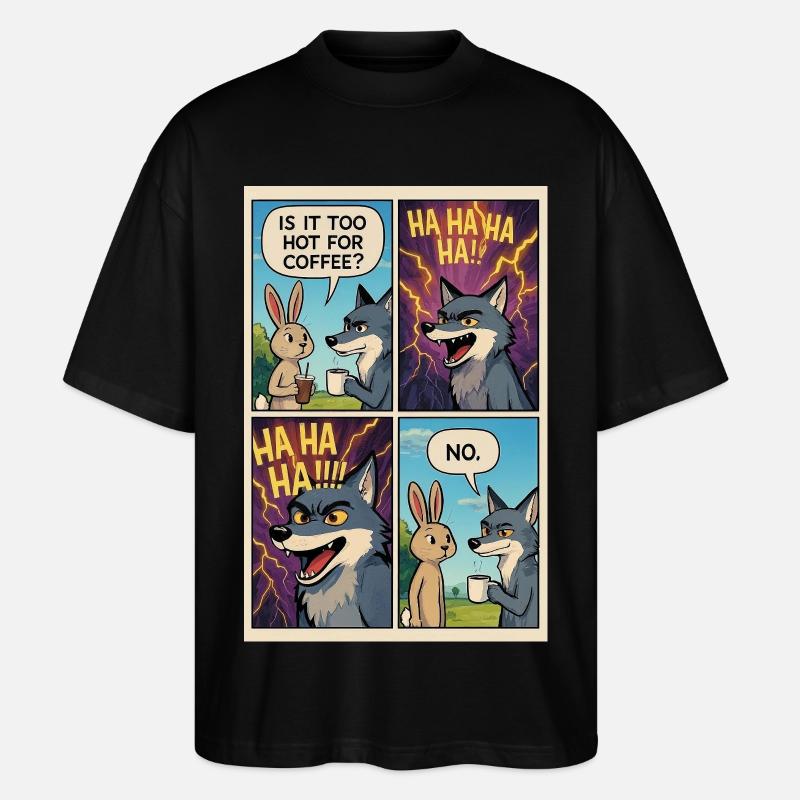 Too Hot Coffee Witz-Comic – lustiges Geschenk - Stanley/Stella Oversized Unisex Bio T-Shirt Blaster 2.0 - Schwarz