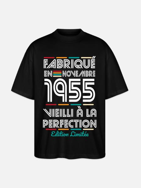 70th Anniversary - Made in November 1955 - Stanley/Stella Oversized Unisex Organic T-shirt Blaster 2.0 - black