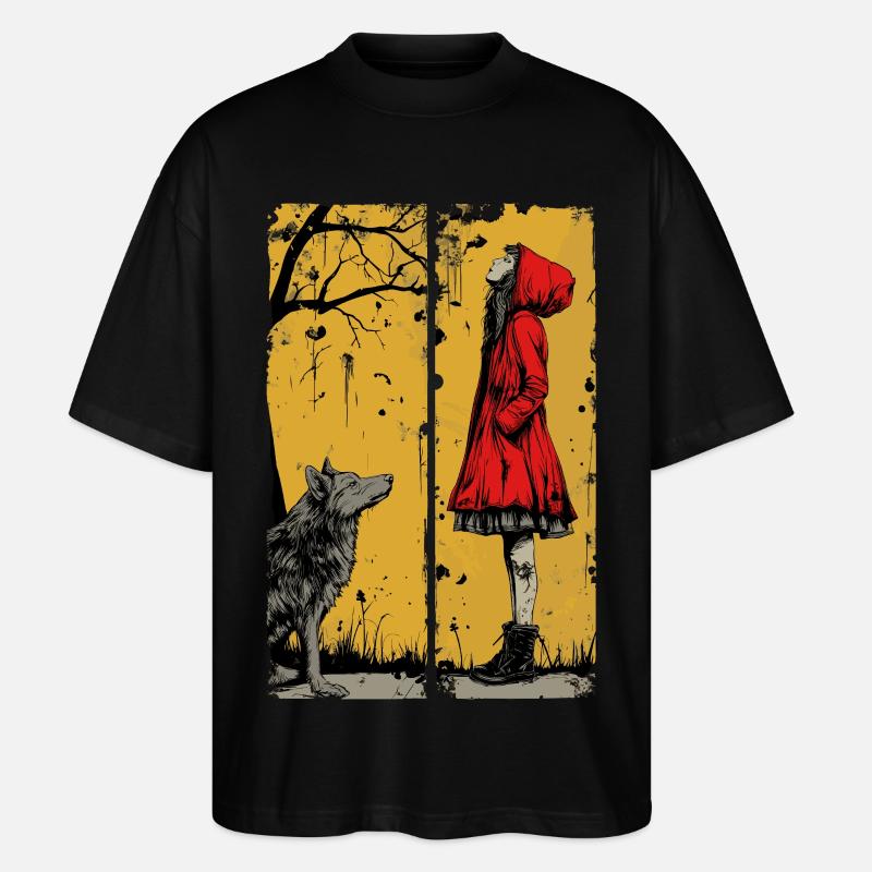 Rotkäppchen und der Wolf - Stanley/Stella Oversized Unisex Bio T-Shirt Blaster 2.0 - Schwarz