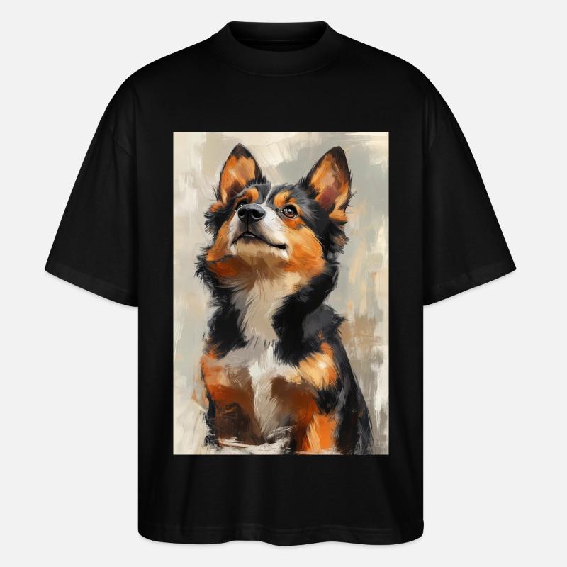 Illustration eines Hundes - Stanley/Stella Oversized Unisex Bio T-Shirt Blaster 2.0 - Schwarz