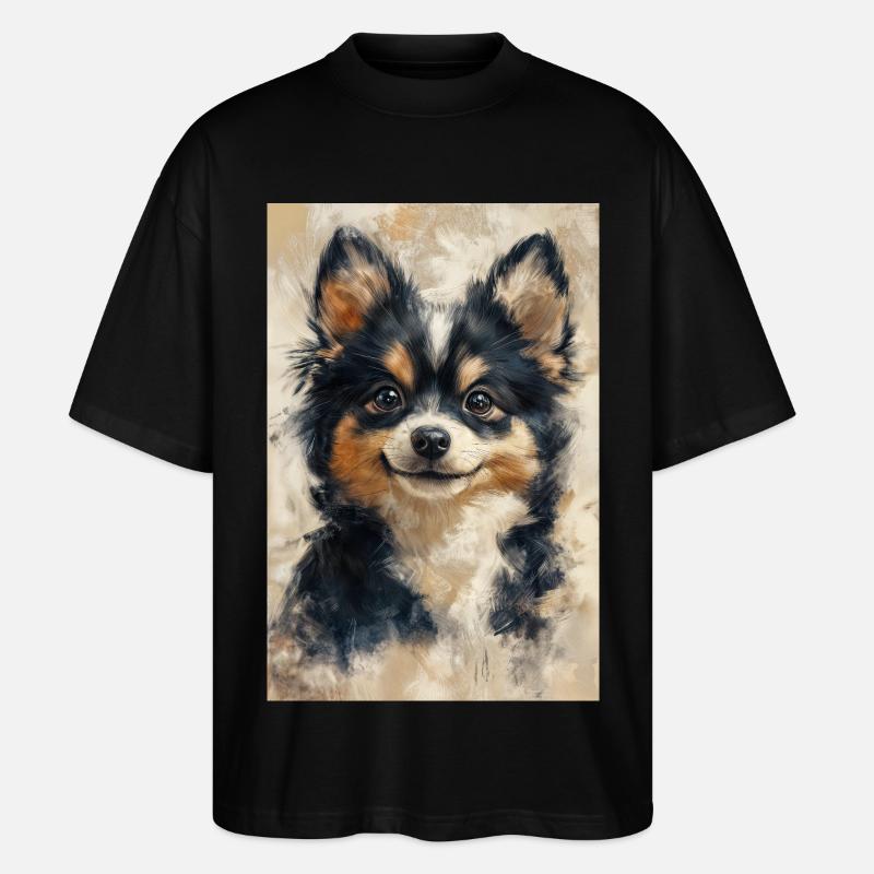 Illustration eines Hundes - Stanley/Stella Oversized Unisex Bio T-Shirt Blaster 2.0 - Schwarz