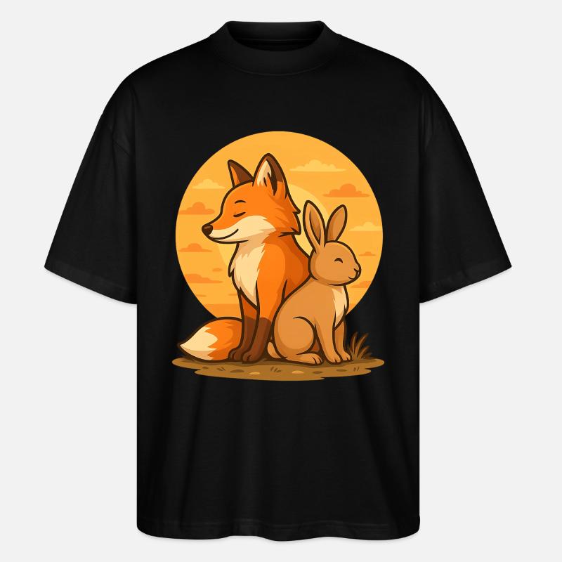 Fox and Rabbit - Stanley/Stella Oversized Unisex Organic T-shirt Blaster 2.0 - black