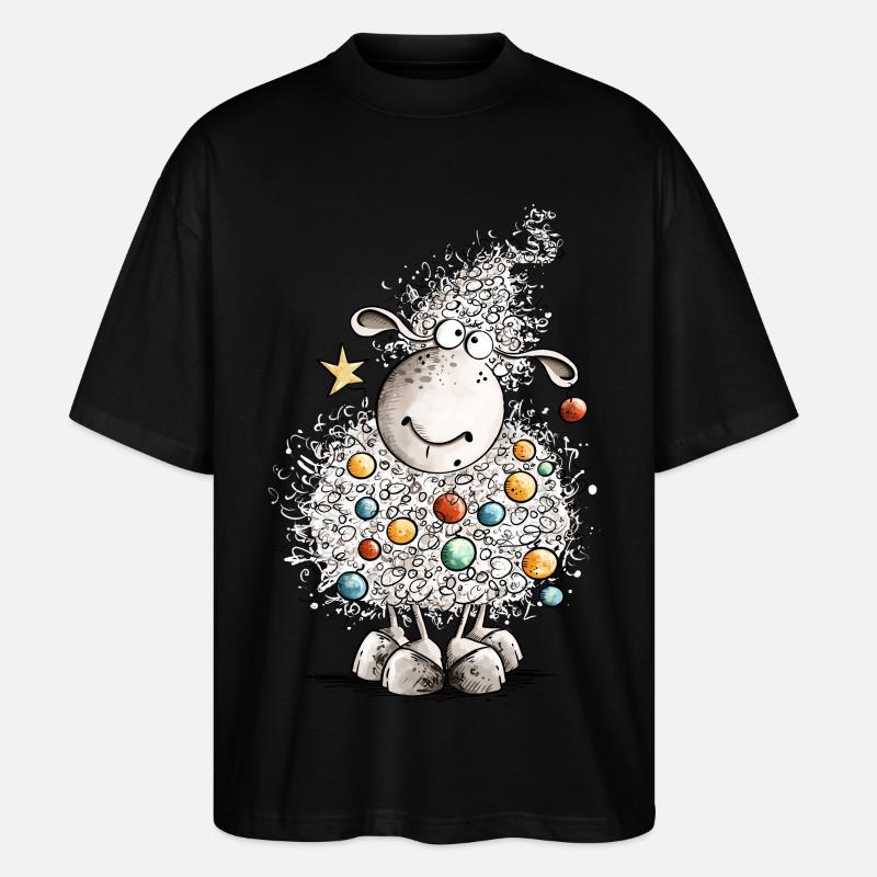 Fleece Navidad Schaf Weihnachten  - Stanley/Stella Oversized Unisex Bio T-Shirt Blaster 2.0 - Schwarz
