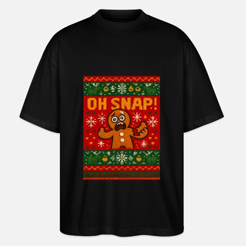 Oh Snap Gingerbread Christmas - Stanley/Stella Oversized Unisex Organic T-shirt Blaster 2.0 - black