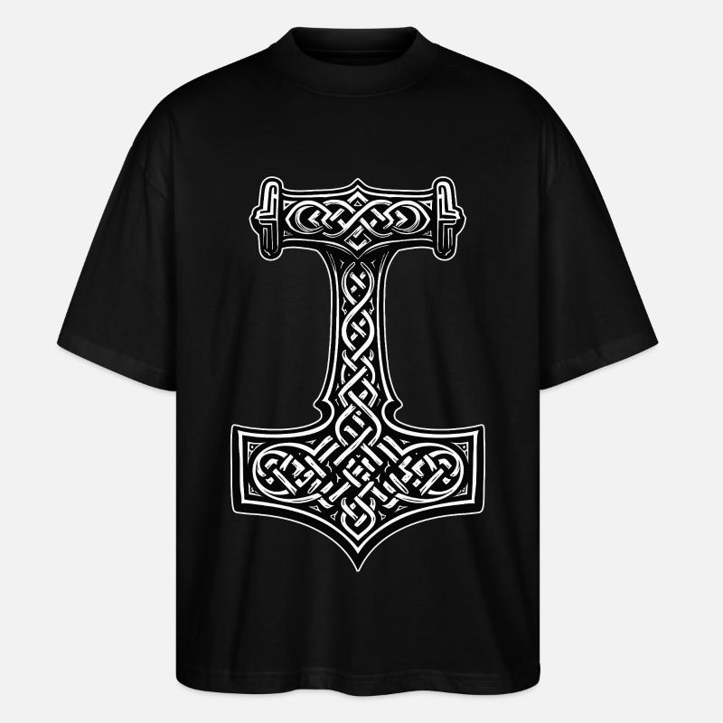 Mjölnir Wikinger Knotensymbol - Stanley/Stella Oversized Unisex Bio T-Shirt Blaster 2.0 - Schwarz