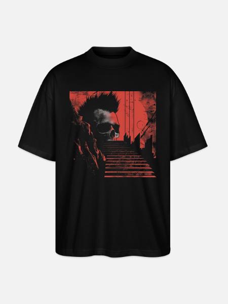 Punk Rock Skull Explosion Tee - Stanley/Stella Oversized Unisex Organic T-shirt Blaster 2.0 - black