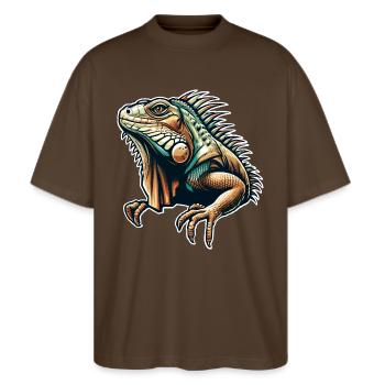 Iguane - T-shirt bio Blaster 2.0 coupe oversize Stanley/Stella Unisexe - marron foncé - Devant - Alina (178cm) & Michal (187cm)