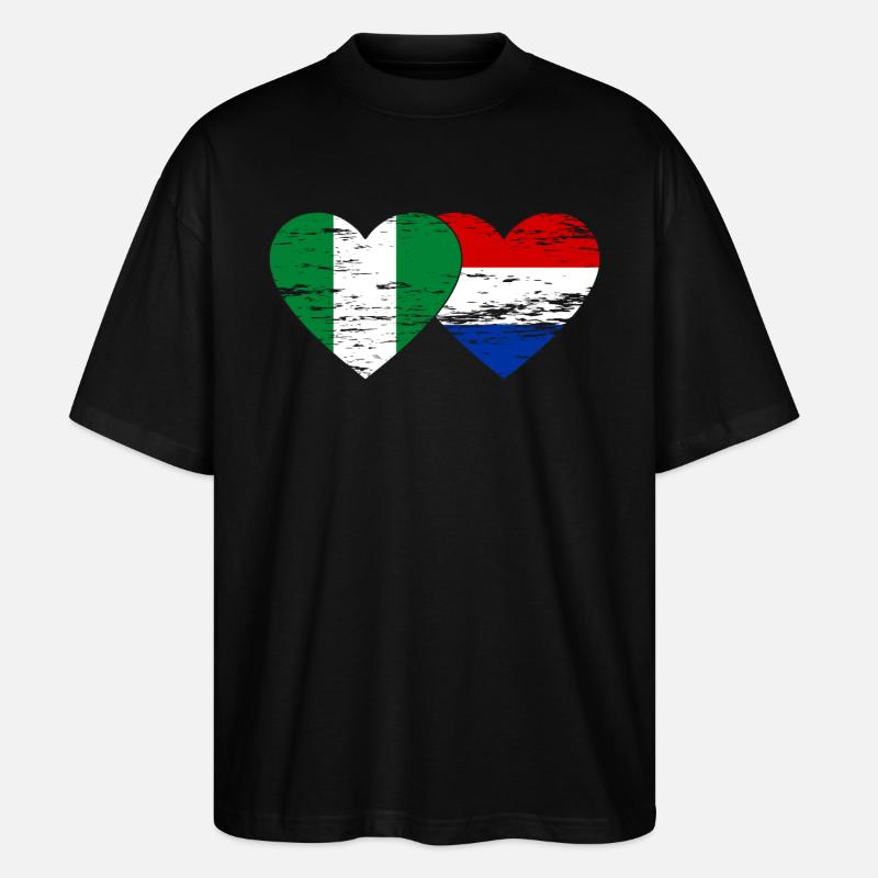 Drapeau du Nigeria Hollande Coeur - T-shirt bio Blaster 2.0 coupe oversize Stanley/Stella Unisexe - noir