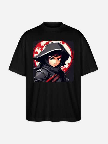 Anime Ninja Girl - Stanley/Stella Oversized Unisex Organic T-shirt Blaster 2.0 - black