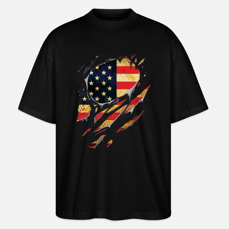 Déchiré USA Flage cadeau larmes - T-shirt bio Blaster 2.0 coupe oversize Stanley/Stella Unisexe - noir