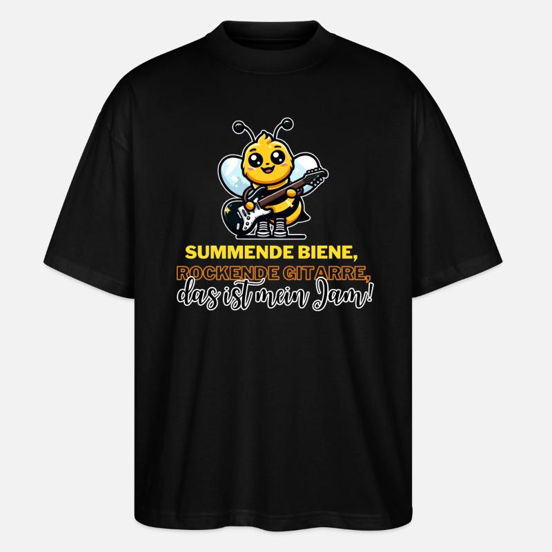 Biene mit Gitarre - Stanley/Stella Oversized Unisex Bio T-Shirt Blaster 2.0 - Schwarz