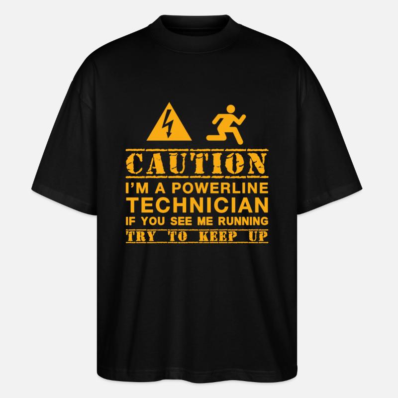 Powerline-Techniker-lustiges Geschenk - Stanley/Stella Oversized Unisex Bio T-Shirt Blaster 2.0 - Schwarz