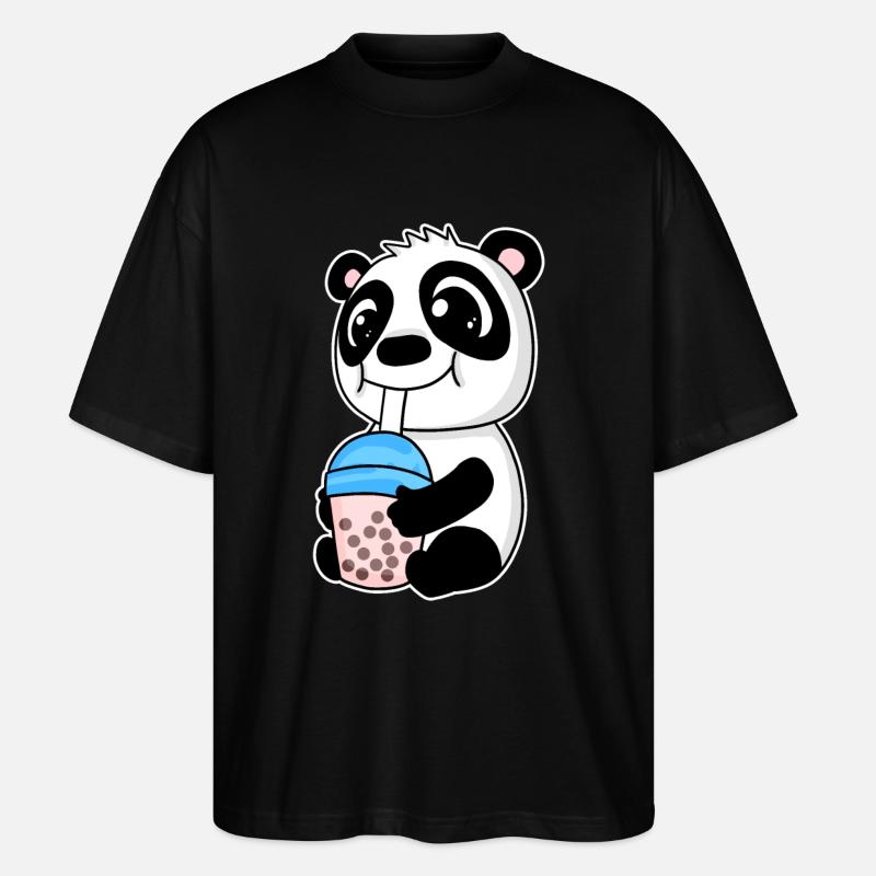 Bubble Tea Panda - Stanley/Stella Oversized Unisex Bio T-Shirt Blaster 2.0 - Schwarz