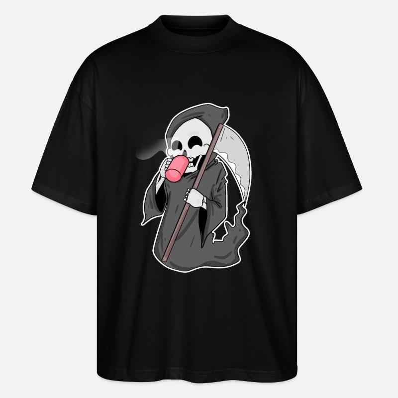 Faucheuse sinistre au café - T-shirt bio Blaster 2.0 coupe oversize Stanley/Stella Unisexe - noir