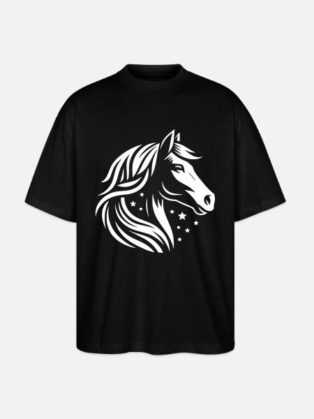 Horse Head Stars - Stanley/Stella Oversized Unisex Organic T-shirt Blaster 2.0 - black