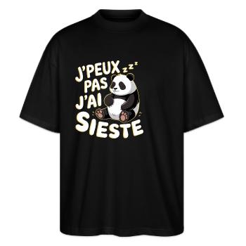 J'peux pas j'ai sieste - T-shirt bio Blaster 2.0 coupe oversize Stanley/Stella Unisexe - noir - Devant - Alina (178cm) & Michal (187cm)