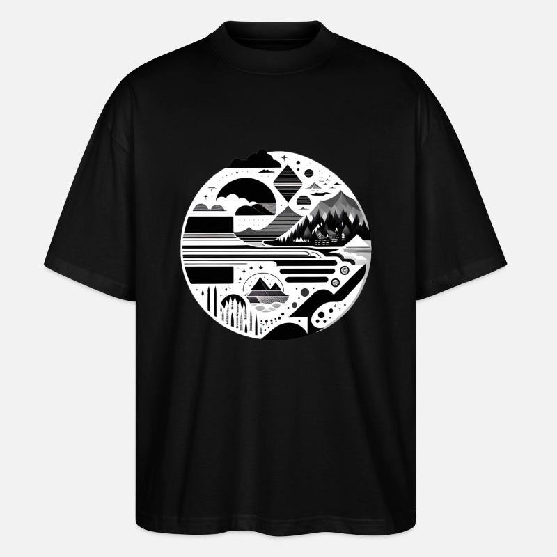 The Mountains 03 - Stanley/Stella Oversized Unisex Bio T-Shirt Blaster 2.0 - Schwarz