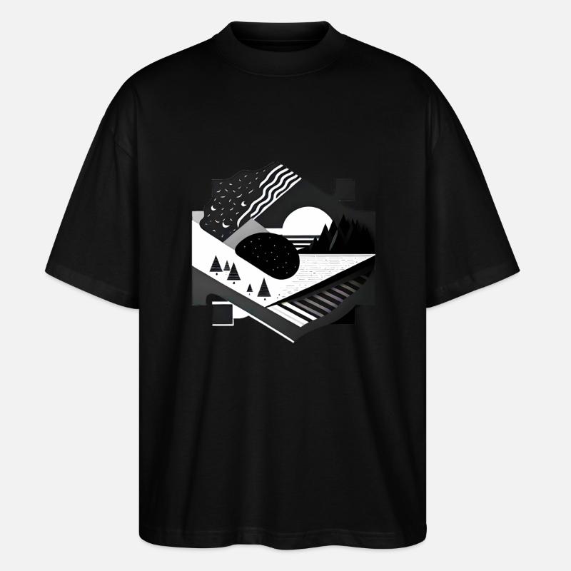 Collage Style Moderne / Paysage - T-shirt bio Blaster 2.0 coupe oversize Stanley/Stella Unisexe - noir