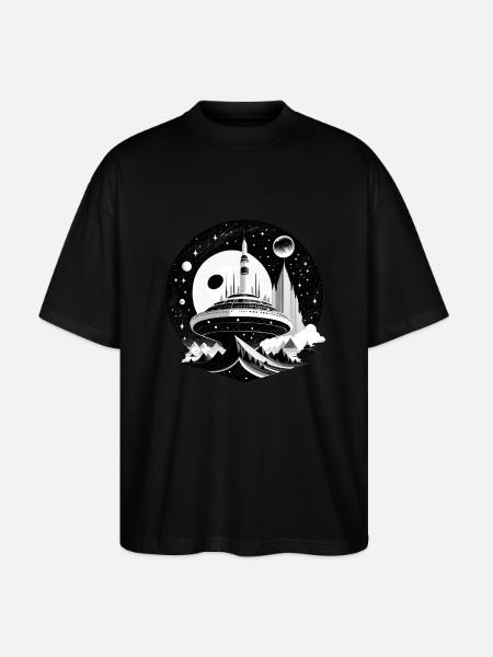 Cité de l’espace 05 - T-shirt bio Blaster 2.0 coupe oversize Stanley/Stella Unisexe - noir