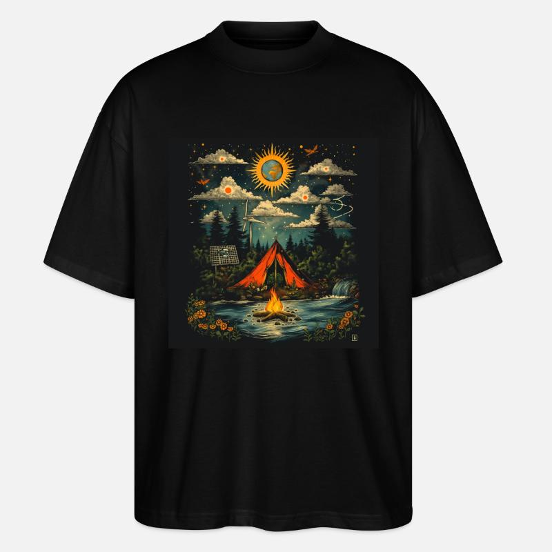 Camping unter den Sternen - Stanley/Stella Oversized Unisex Bio T-Shirt Blaster 2.0 - Schwarz