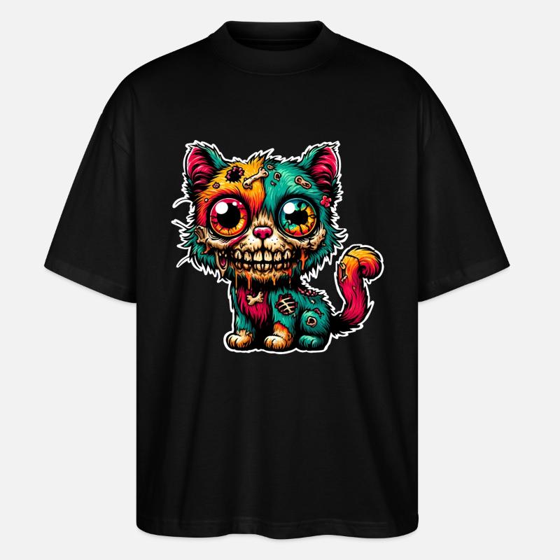 Zombie Chat Monstre Halloween - T-shirt bio Blaster 2.0 coupe oversize Stanley/Stella Unisexe - noir