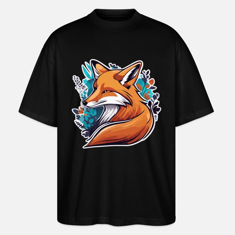 Fox Sticker Design - Stanley/Stella Oversized Unisex Organic T-shirt Blaster 2.0 - black