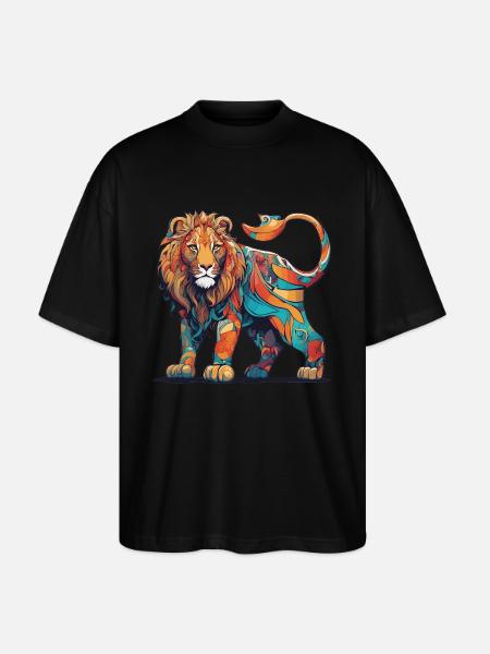 Colourful pattern Lion - Stanley/Stella Oversized Unisex Organic T-shirt Blaster 2.0 - black
