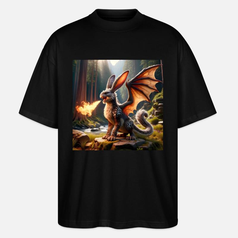 Feuerspeiender Hase Drache #11 - Stanley/Stella Oversized Unisex Bio T-Shirt Blaster 2.0 - Schwarz