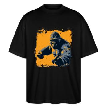 Smashing Gorilla - Stanley/Stella Oversized Unisex Bio T-Shirt Blaster 2.0 - Schwarz - Vorne - Alina (178cm) & Michal (187cm)