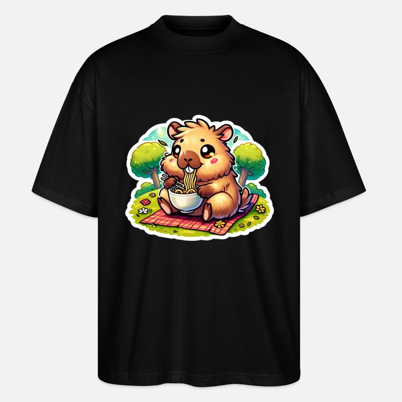 Capybara Ramen Kawaii Anime - T-shirt bio Blaster 2.0 coupe oversize Stanley/Stella Unisexe - noir