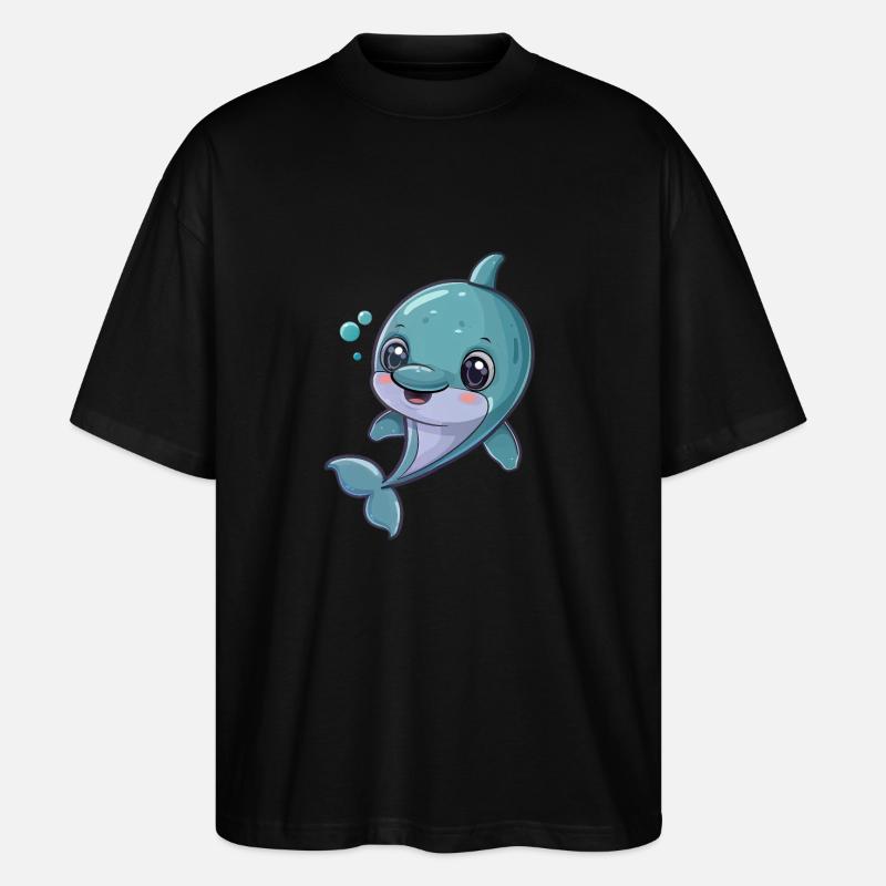 Cheerful dolphin underwater - Stanley/Stella Oversized Unisex Organic T-shirt Blaster 2.0 - black