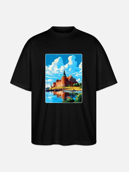 Kalmar Sverige Vintage Reseaffisch WPA Souvenir - Ekologisk Oversized T-shirt Unisex Stanley/Stella Blaster 2.0 - svart