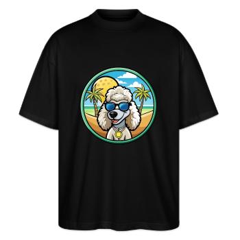 Corded Poodle Dog Breed Cartoon Sunglasses Beach - Stanley/Stella Oversized Unisex Organic T-shirt Blaster 2.0 - black - Front - Alina (178cm) & Michal (187cm)