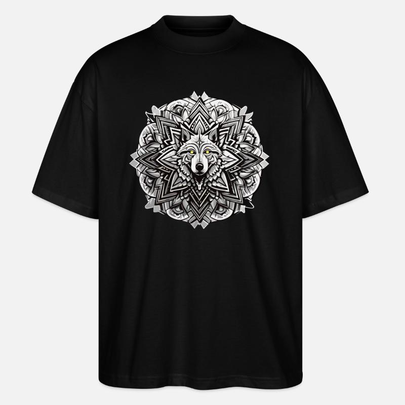 Wolf Mandala Indianer Design - Stanley/Stella Oversized Unisex Bio T-Shirt Blaster 2.0 - Schwarz