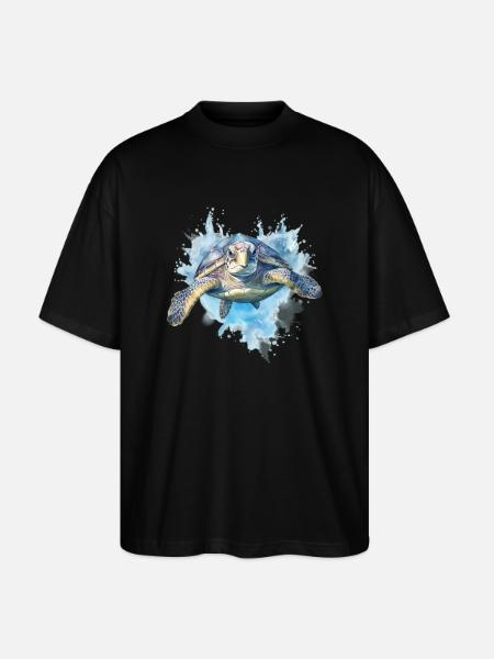 Tortue bleue - T-shirt bio Blaster 2.0 coupe oversize Stanley/Stella Unisexe - noir