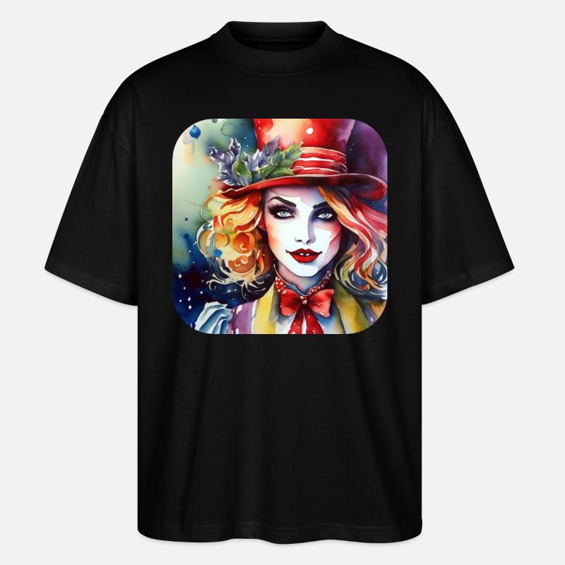 Cooles Harlequin Poker Gothic Mädchen - Stanley/Stella Oversized Unisex Bio T-Shirt Blaster 2.0 - Schwarz