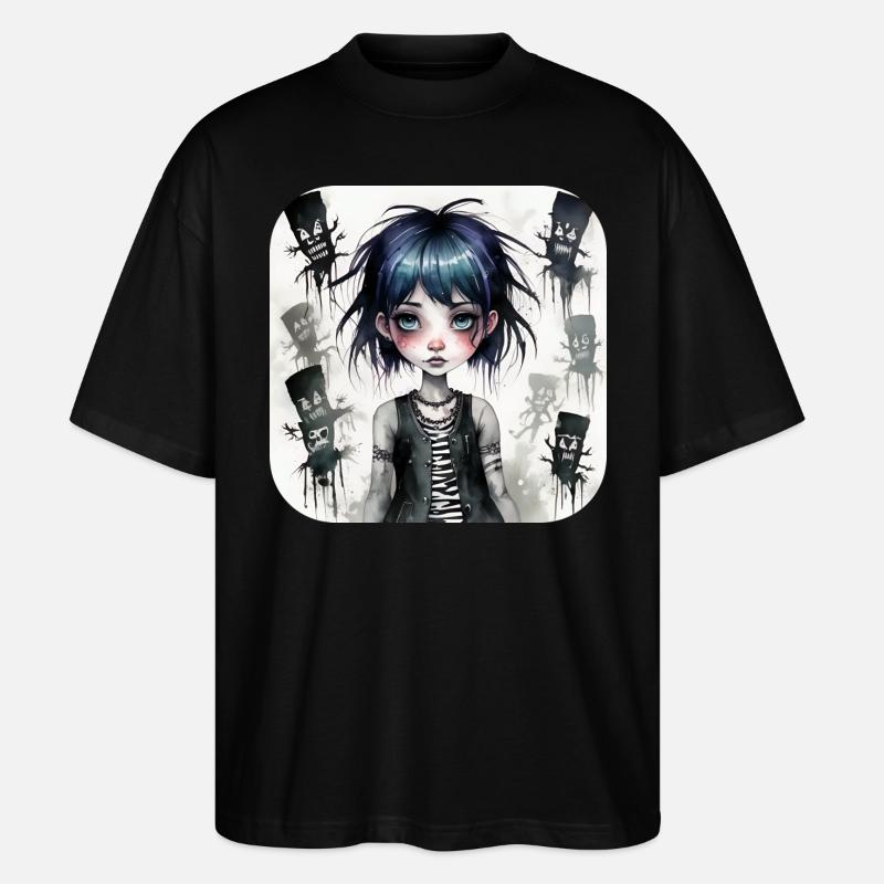Cooles Gothic Punk Girl - Stanley/Stella Oversized Unisex Bio T-Shirt Blaster 2.0 - Schwarz