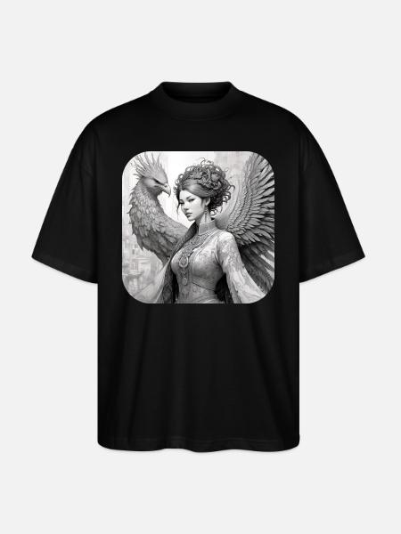 Fantasy Frau mit Phönix - Stanley/Stella Oversized Unisex Bio T-Shirt Blaster 2.0 - Schwarz