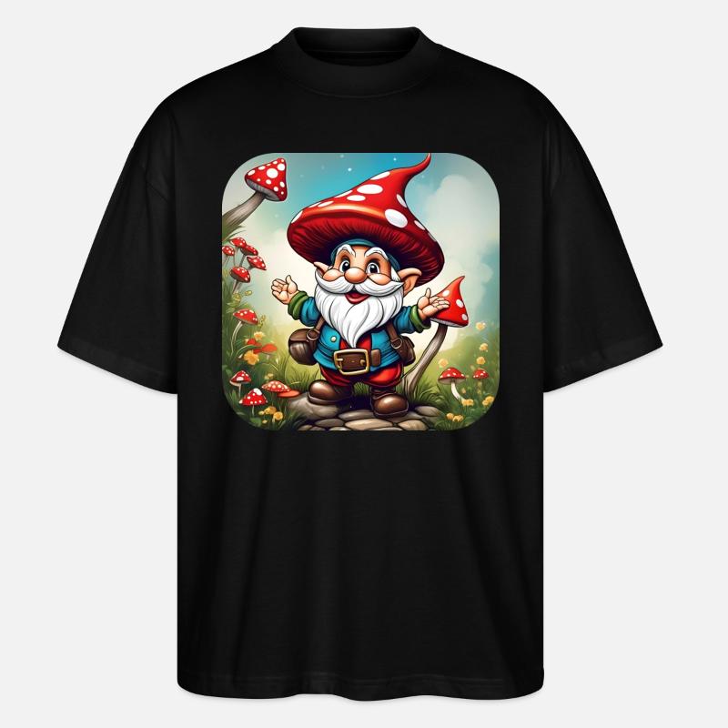 Cute Toadstool Leprechaun - Stanley/Stella Oversized Unisex Organic T-shirt Blaster 2.0 - black