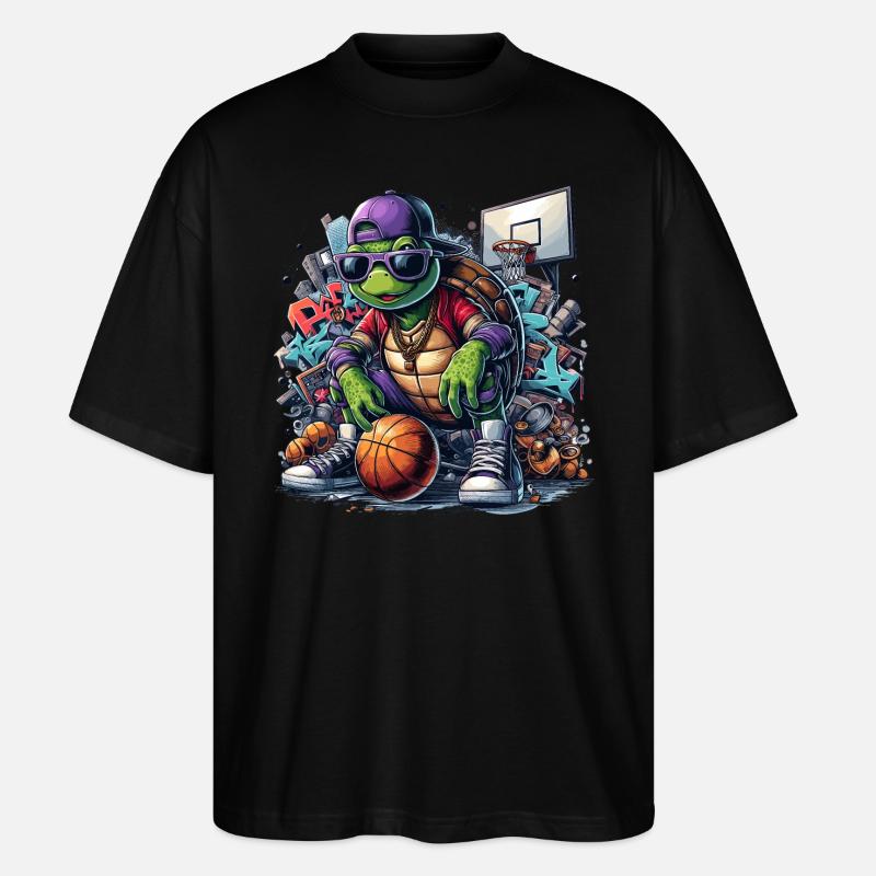 Basketball Turtle Sunglasses Graffiti - Stanley/Stella Oversized Unisex Organic T-shirt Blaster 2.0 - black