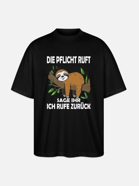 Funny sloth, no desire - Stanley/Stella Oversized Unisex Organic T-shirt Blaster 2.0 - black