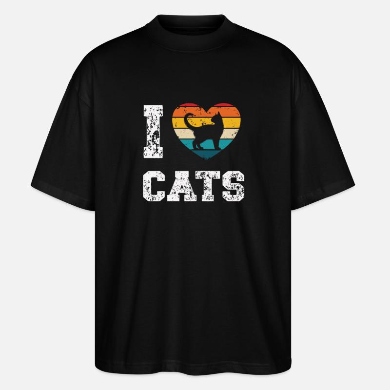 J’adore les chats - T-shirt bio Blaster 2.0 coupe oversize Stanley/Stella Unisexe - noir