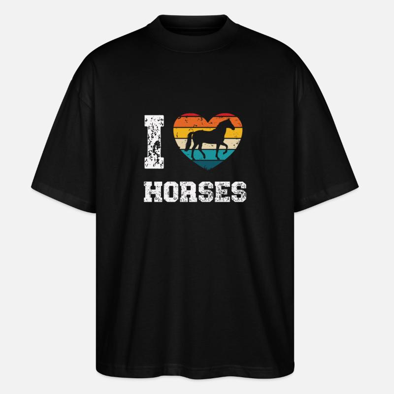 Ich mag Pferde - Stanley/Stella Oversized Unisex Bio T-Shirt Blaster 2.0 - Schwarz