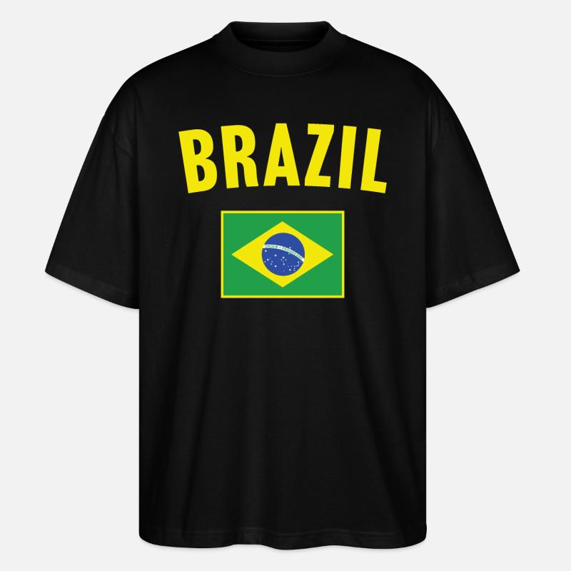 Brasilien Flagge - Stanley/Stella Oversized Unisex Bio T-Shirt Blaster 2.0 - Schwarz